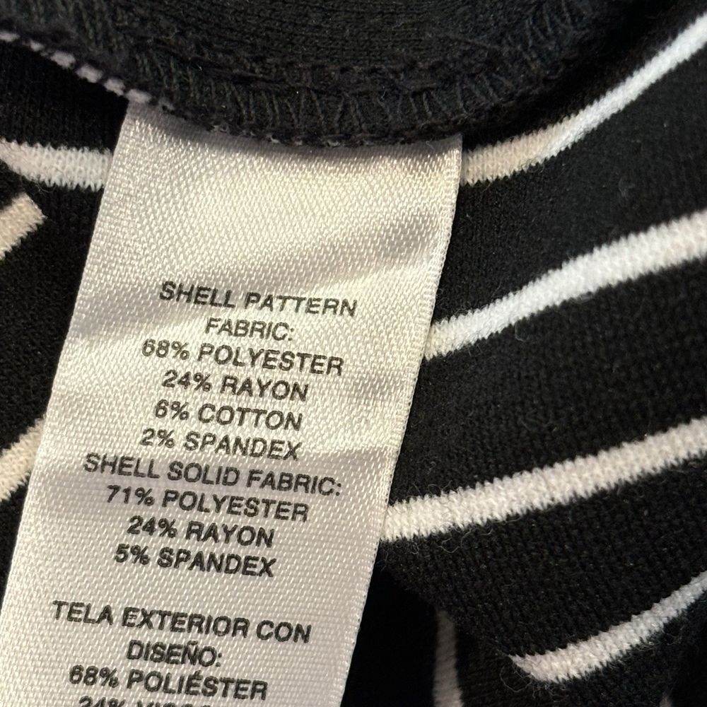 Chicos Womens 2 Large Black White Striped Top Open Front Cardigan Casual 12 - Picture 3 of 14